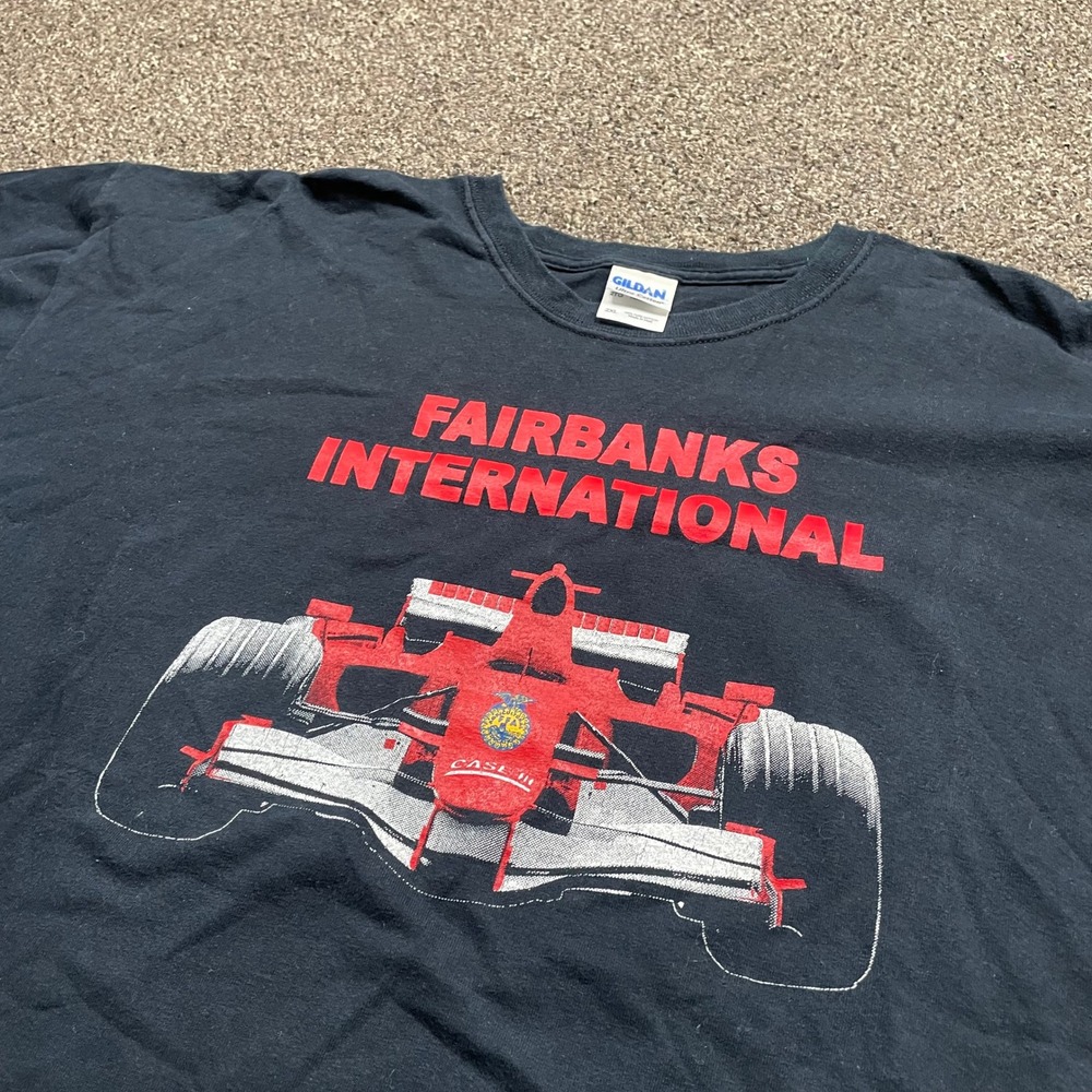Fairbanks International Case IH Tractor Race Car Graphic T-Shirt 2XL Black